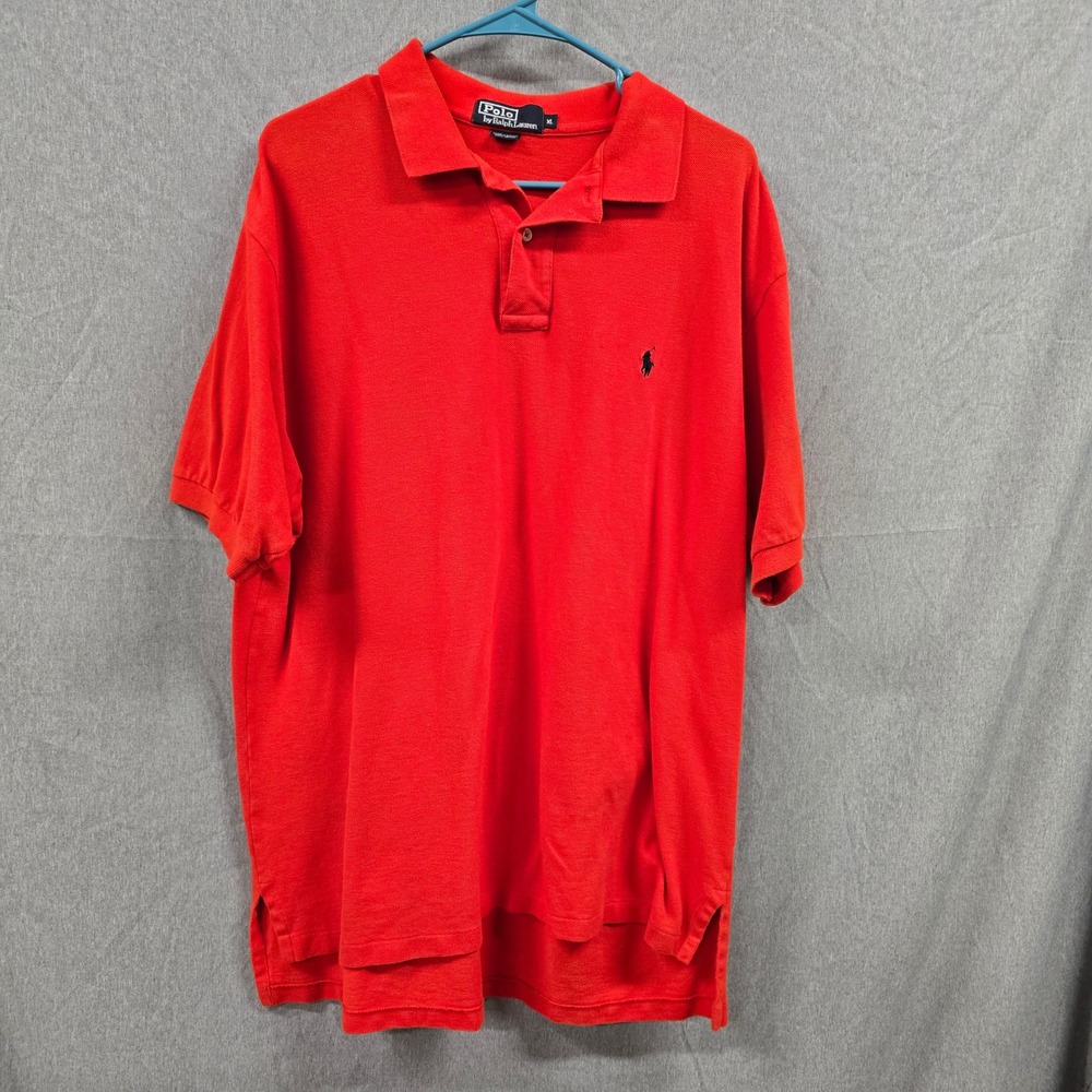 Polo Ralph Lauren Mens XL Red Short Sleeve Cotton Pique Polo Shirt Blue Pony